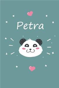 Petra: Personalisiertes Panda Tage-/Notizbuch mit dem Vornamen Petra und ganzen 100 linierten Seiten im 6x9 Zoll Format (ca.DIN A5). Optimal als Schreibhef