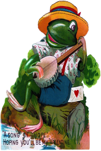 Frog Playing Banjo Valentine - Greeting Card