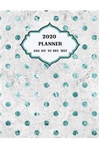 2020 Planner Weekly and Monthly Marble Green Dots