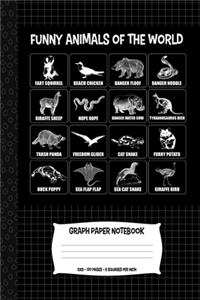 Funny Animals Of The World - Graph Paper Notebook
