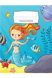 Composition Notebook: Mermaid Under the Sea Wide Ruled Notebook