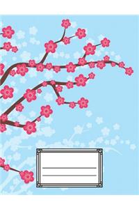 Japanese Plum Blossom Genkouyoushi Kanji, Hiragana & Katakana Practice Notebook