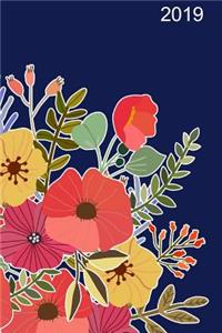 2019 Daily Planner Floral Blue Design 384 Pages