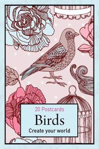 Colouring In Postcards- Birds