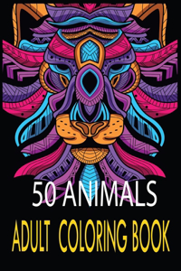 50 Animals Adult Coloring Book