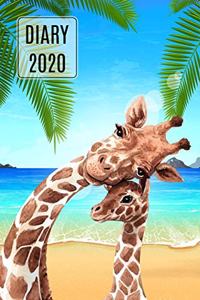2020 Daily Diary Journal, Giraffes On Beach