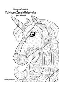 Livro para Colorir de Rabiscos Zen de Unicórnios para Adultos