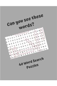 Can you see these words? 40 Word Search Puzzles