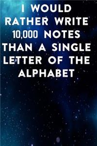 I would rather write 10,000 no single letter of the alphabet