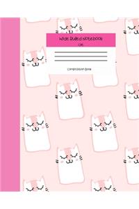 Wide Ruled Notebook Cat Composition Book