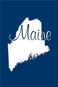 Maine - Navy Blue Lined Notebook with Margins