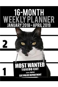 2018-2019 Weekly Planner - Most Wanted Tuxedo Cat