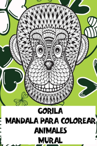 Mandala para colorear - Mural - Animales - Gorila