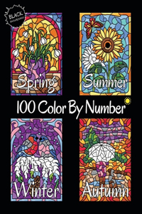 100 Color By Number Spring Summer Autumn Winter (Black Backgrounds)