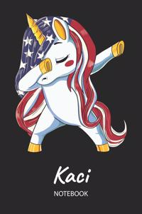 Kaci - Notebook: Blank Ruled Name Personalized & Customized Patriotic USA Flag Hair Dabbing Unicorn School Notebook Journal for Girls & Women. Funny Unicorn Desk Acc