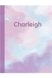 Charleigh: Personalized Composition Notebook - College Ruled (Lined) Exercise Book for School Notes, Assignments, Homework, Essay Writing. Pink Blue Purple Cov