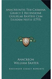 Anacreontis Teii Carmina Graece E Recensione Guilielmi Baxteri Cum Eiusdem Notis (1793)