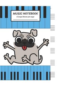 Music Notebook 6 Large Staves Per Page