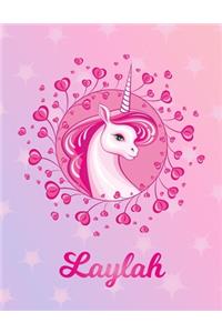 Laylah: Laylah Magical Unicorn Horse Large Blank Pre-K Primary Draw & Write Storybook Paper - Personalized Letter L Initial Custom First Name Cover - Story 