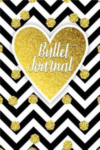 Bullet Journal: Gorgeous Gold Trendy Bullet Journal - 120-Page 1/4 Inch Dot Grid Pretty Gold Notebook - 6 X 9 Perfect Bound Softcover