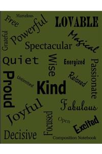 Affirmation Words Composition Notebook