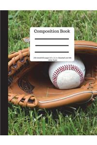 Composition Book 200 Sheet/400 Pages 8.5 X 11 In.-Wide Ruled Baseball and Mitt