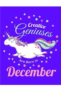 Unicorn Composition Notebook Creative Geniuses Are Born In Decenber