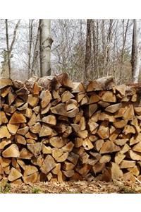 School Composition Book Rural Woodpile Rustic Trees 130 Pages