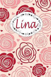 Lina: Personalisiertes Notizbuch / 150 Seiten / Punktraster / CA Din A5 / Rosen-Design