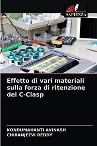 Effetto di vari materiali sulla forza di ritenzione del C-Clasp