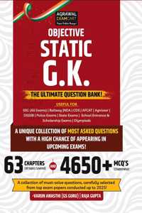 Examcart Objective Static GK Question Bank Book by Varun Awasthi Sir and Raja Gupta for SSC, Bank, Railway, Police, Defence, TET, State PCS Exams 2025 (English)