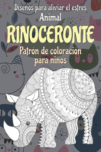 Patrón de coloración para niños - Diseños para aliviar el estrés - Animal - Rinoceronte