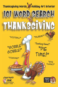 Thanksgiving Word Search Book for Kids Ages 4-8