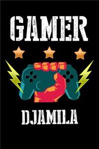 Gamer Djamila: Liniertes Notizbuch für deinen Vornamen