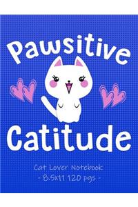 PAWSITIVE CATITUDE Cat Lover Notebook