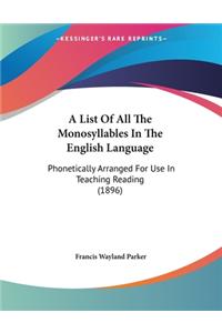 List Of All The Monosyllables In The English Language