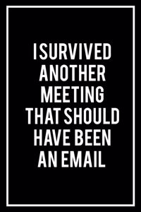 I Survived Another Meeting that Should Have Been an Email Notebook/Journal. Sarcastic Humor Journal. 6x9 Lined 120 Pages Notebook.