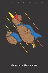 Kiwi bird and fruit flying together like Superheroes Monthly Planner