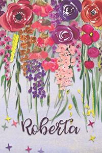 Roberta: Personalized Lined Journal - Colorful Floral Waterfall (Customized Name Gifts)