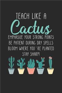 Teach Like a Cactus. Emphasize your strong points Be patient during dry spells Bloom where you're planted stay sharp!