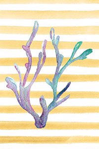 Turquoise & Purple Coral Watercolor Stripe Journal, Dot Grid