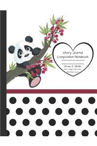 Story Journal Composition Notebook Draw & Write Half College Ruled Lines Half Blank Space: Combined Note and Sketch Workbook Top & Bottom