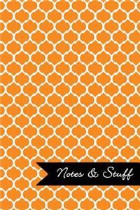 Notes & Stuff - Lined Notebook with Tangerine Moroccan Trellis Pattern Cover