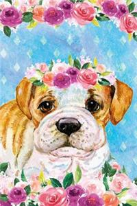 Bullet Journal Notebook for Dog Lovers Bulldog Puppy in Flowers 4