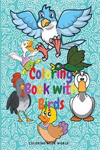Coloring Book with Birds - For Kids ages 4-8