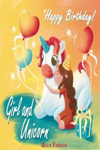 Girl and Unicorn - Happy Birthday