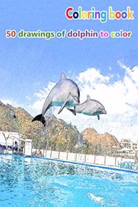 Coloring book 50 drawings of dolphin to color
