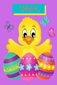 Spring Coloring Book: Yellow Ducks Spring Time is Here