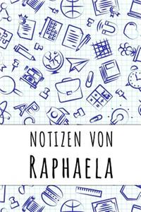 Notizen von Raphaela: Kariertes Notizbuch mit 5x5 Karomuster für deinen personalisierten Vornamen