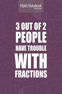 Math notebook 5x5 Graph Paper 3 out of 2 PEOPLE have TROUBLE with FRACTIONS